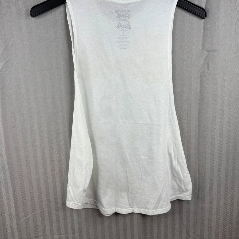 Barbie tank cutoff gold white sz large chain fashion y2k vintage pop retro‎